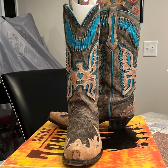 Corral Western Eagle Cowgirl Boots with Turquoise Accents